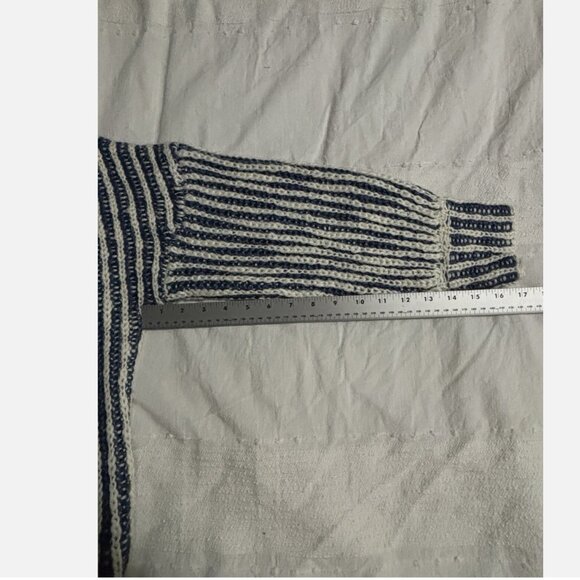 WOMEN'S ANTHROPOLOGIE POL BLUE STRIPED WOOL BLEND MOCK NECK SWEATER SMALL NWT - Picture 12 of 12